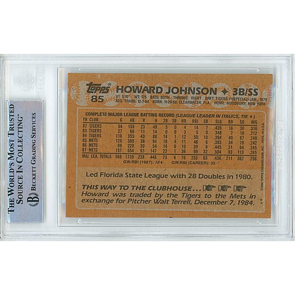 Howard Johnson Signed 1988 Topps Baseball Card NY Mets Beckett Slab Autograph - Picture 2 of 5